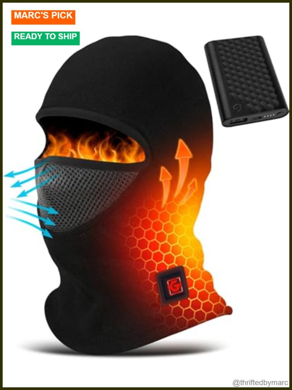 Graphene Heated Balaclava Neck Gaiter Warm Winter Ski Snowboard